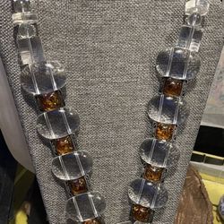 Gorgeous Lucite Amber Necklace Like New 