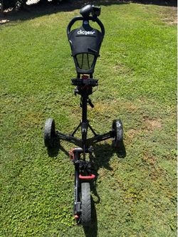 Clicgear Model 3.0 3-Wheel Golf Push Cart Black Folding w/ Umbrella & Phone Holder
