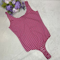 NEW Boutique Pink and White Striped Bodysuit - Women’s