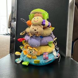 Taggies Early Years Stackable Rings Ribbons Bee Bear Hippo Lion Cloth Toy