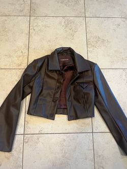 size small designer leather like jacket