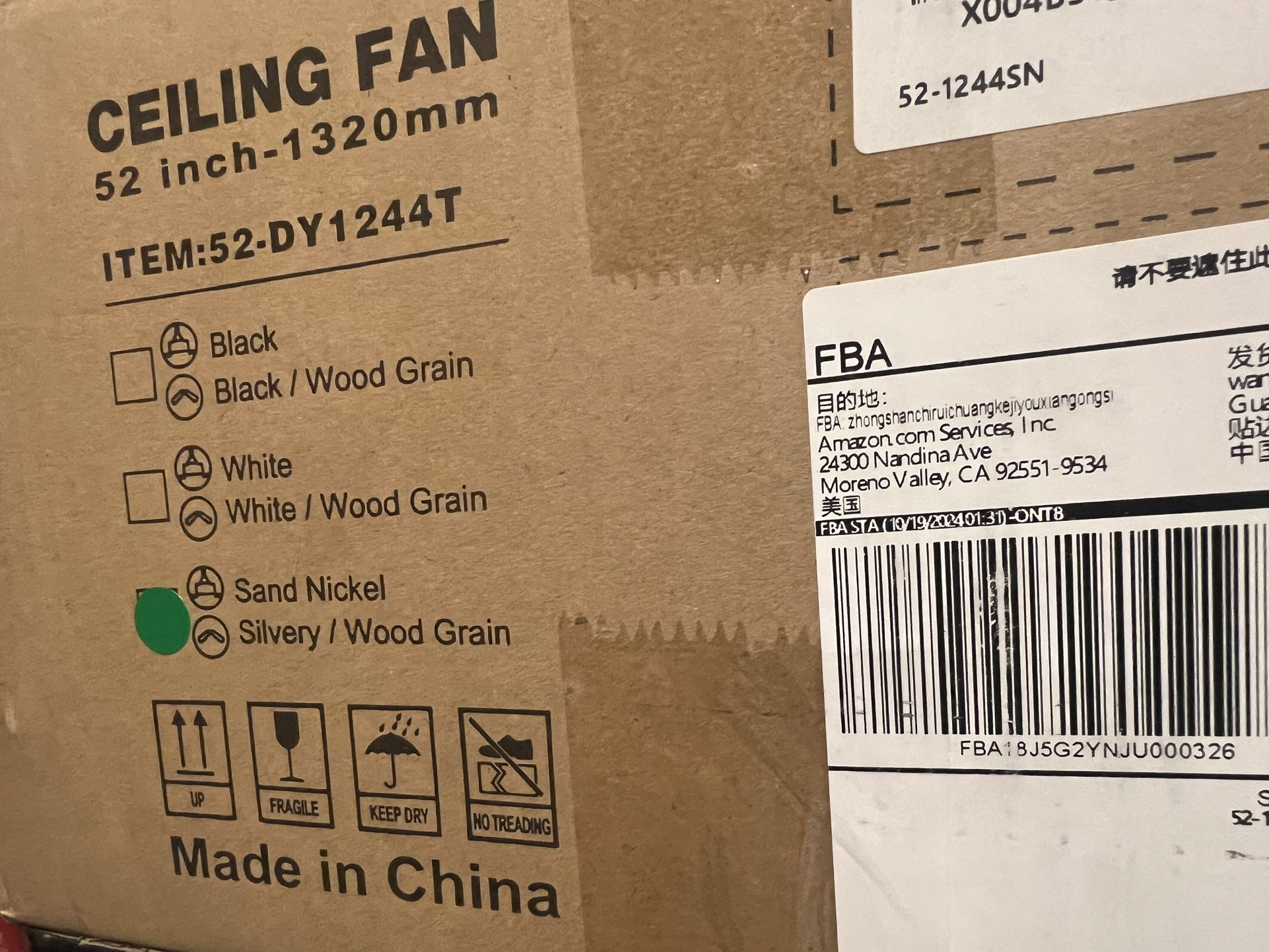 52 Inch Nickel Ceiling Fan With Dimmable 3 Color Temperature LED