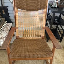 Teak Wicker Vintage Rocking Chair