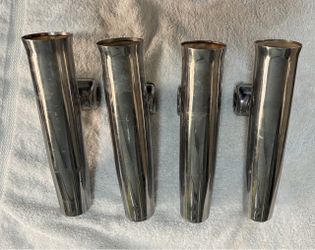 4- Taco Clamp on Rocket Launcher Rod-Holders 316 polished stainless 7/8-1" OD tubing