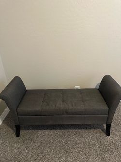 Beautiful Gray Upholstered Storage Bench – 52” Wide