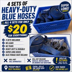 💦 4 SETS OF HEAVY-DUTY BLUE HOSES — $20 FOR ALL 💦