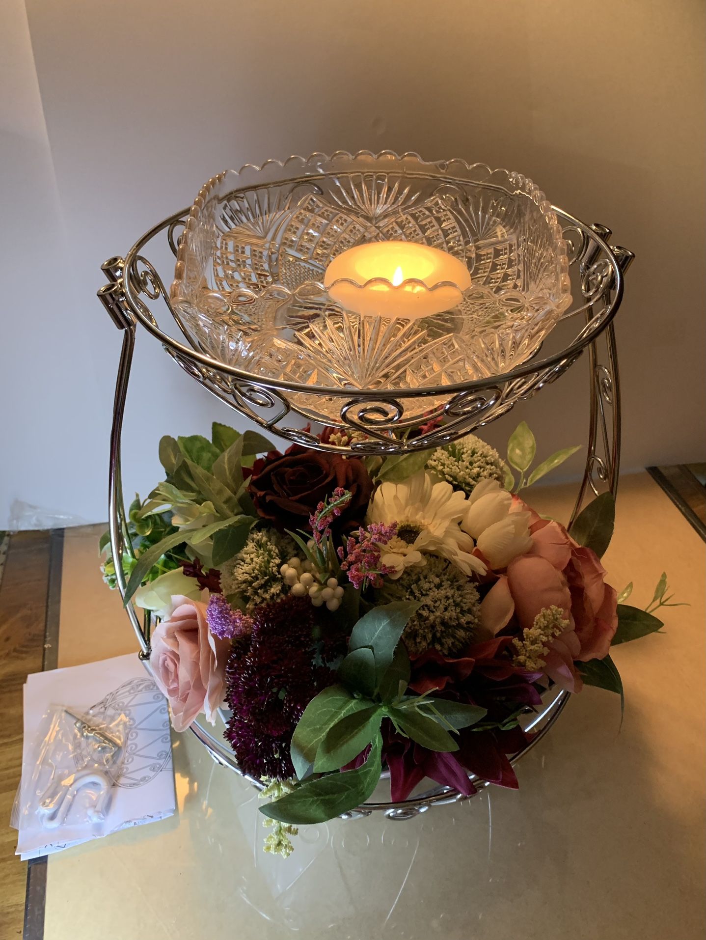 Candle Floral Arrangements & Fruit Basket