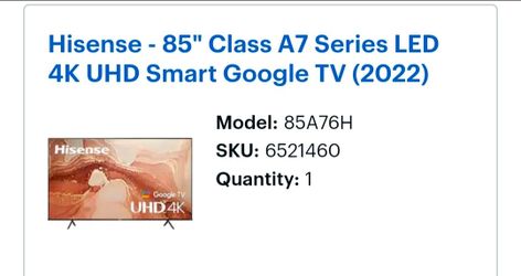 85 inch tv for sale