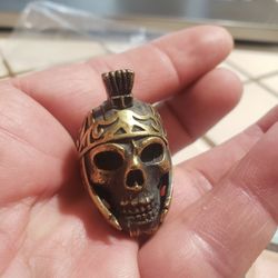 Mens Biker Skull Ring Brass