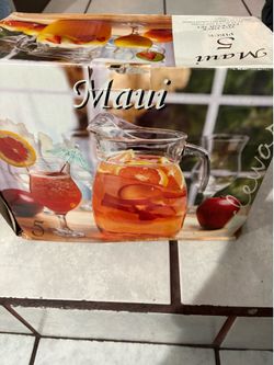 PITCHER AND CUPS GLASS 5pcs NEW IN BOX