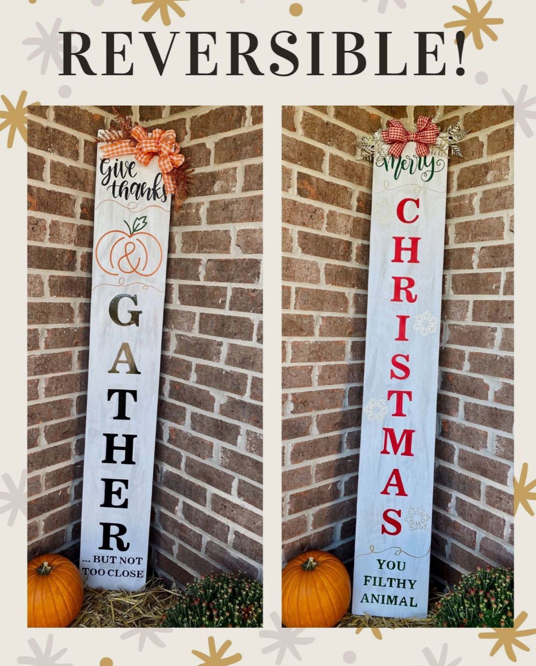 Reversible Holiday Porch Sign