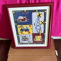 Home Interior Brand New Heavy Machines Wall Picture Frame for Boys Room/Come In Original Box/the Box Came With Some Stain