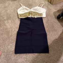 Bebe Crop Top And Body Con Skirt