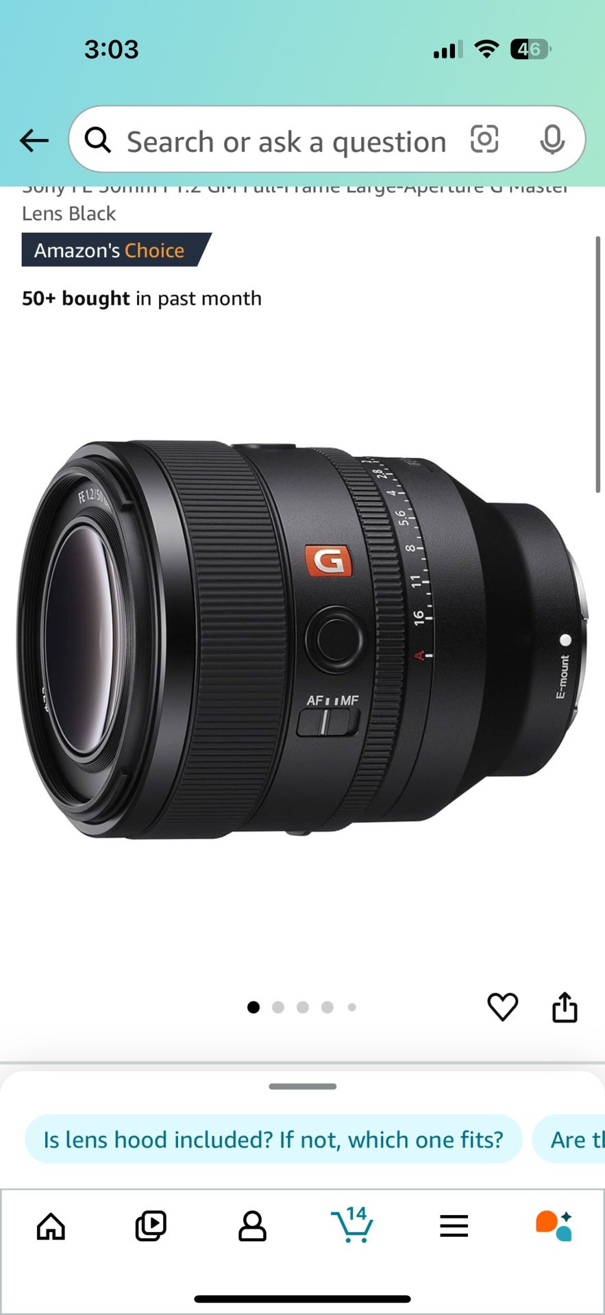 Sony FE 50mm F1.2 GM Full-Frame Large-Aperture G Master Lens Black