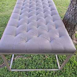 MODERN GRAY TUFTED BENCH/COFFEE TABLE