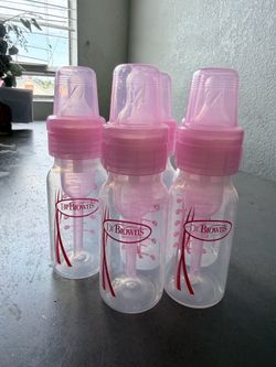 5 Dr Brown Pink Baby Bottles (4oz)