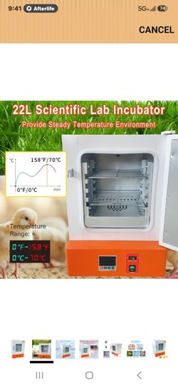 Sidawhope Electric Heating Constant Temperature Lab Incubator 22L 11X11X11Inch Chamber RT-70℃ 110V 60Hz Cabinet Incubator for Reptile Egg Bacterial Cu