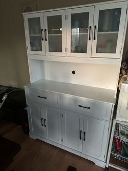 white kitchen wood hutch