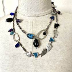 Chico’s Silver Tone Charm Necklace 