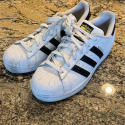 Adidas Superstar Sneakers Women Size 8 White Black Three Stripe Low Top Casual