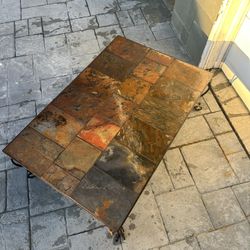 Slate Tile Wrought Iron Patio Coffee Table
