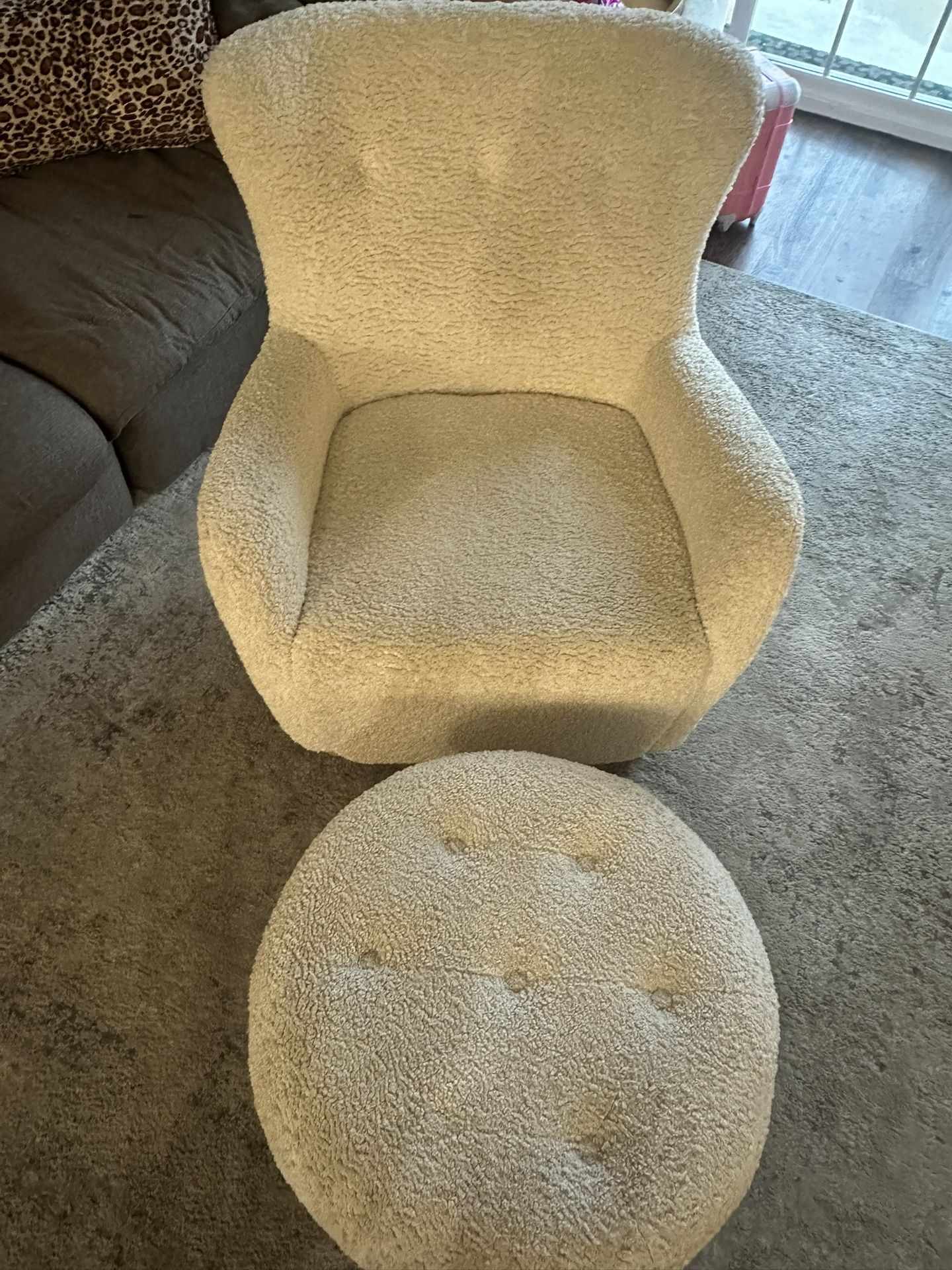 Boucle Chair And Ottoman