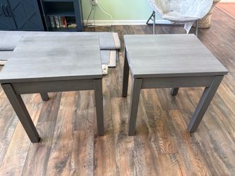 Set of 2 Gray Wood End Tables