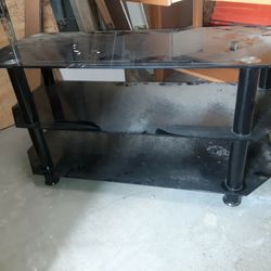 Glass TV Stand With Shelves 