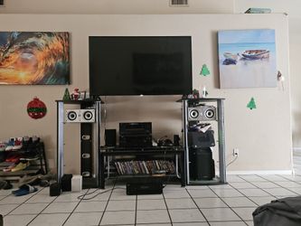 3 Working Stereo Receivers and Extra Large Entertainment Center