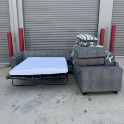 L sectional sofa sleeper couch with queen pullout mattress, delivery available