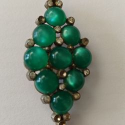 Vintage Green Moonglow Brooch 