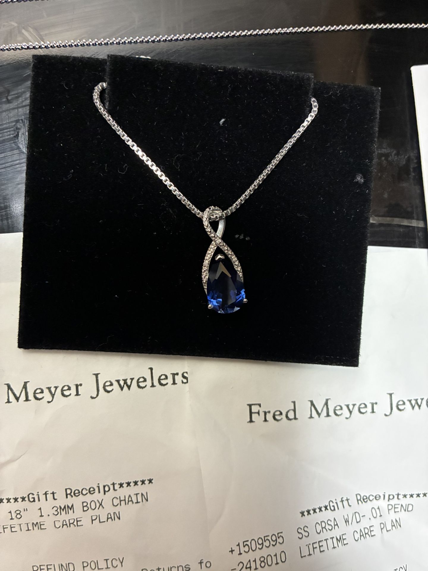 Sapphire Pendant With 2 Sterling Silver Chains