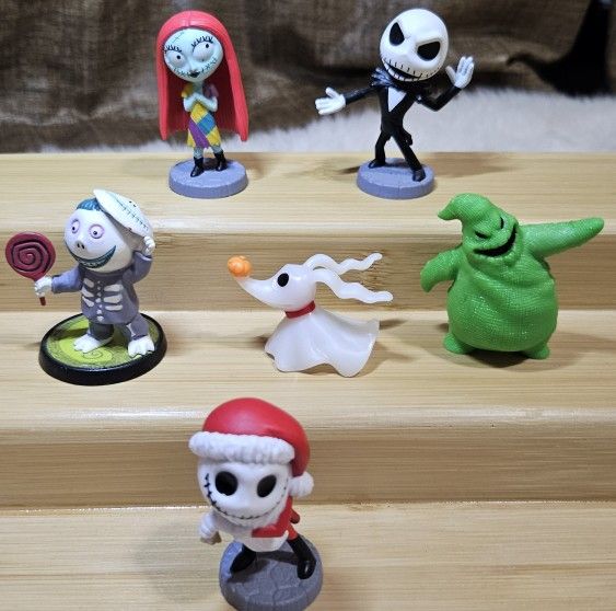Disney The Nightmare Before Christmas Jack Skellington 6 Pcs Figurines Set 💀🖤✨️