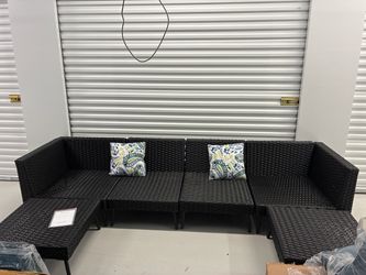 Delivery - Brand New Fully Assembled 115”56” U Wicker Sectional Outdoor Set
