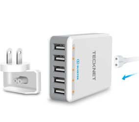 USB Charger, TeckNet DuoPower 40W 5 Ports Desktop USB Wall Charger PowerZone C5,