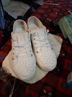 White Studded Platform Sneakers