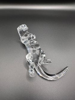 Baccarat Crystal Floating Sea Otter Figurine Paperweight 6" Signed Art Glass