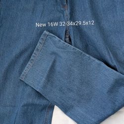 NEW Woman Within 16W. All Rear Elastic 32-34x28.5x12 Rise, 100% Cotton, Classic Fit, Loops, 5 Pocket. Tags Still Attached. East Or West.