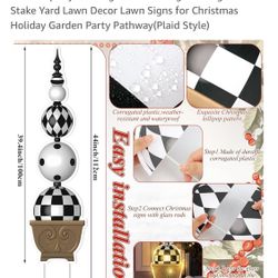 2 Set Christmas Outdoor Decoration 44 Inches Tall Xmas Topiary Yard Sign with LED Light Strings Xmas Stake Yard Lawn Decor Lawn Signs for Christmas Ho