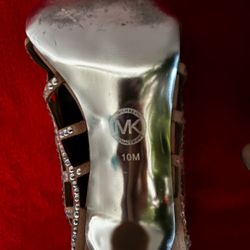  MK size 10 Rhinestone Embellished suede boot style  with zippered back  open toe