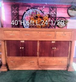 Vintage koa solid wood sideboard buffet credenza