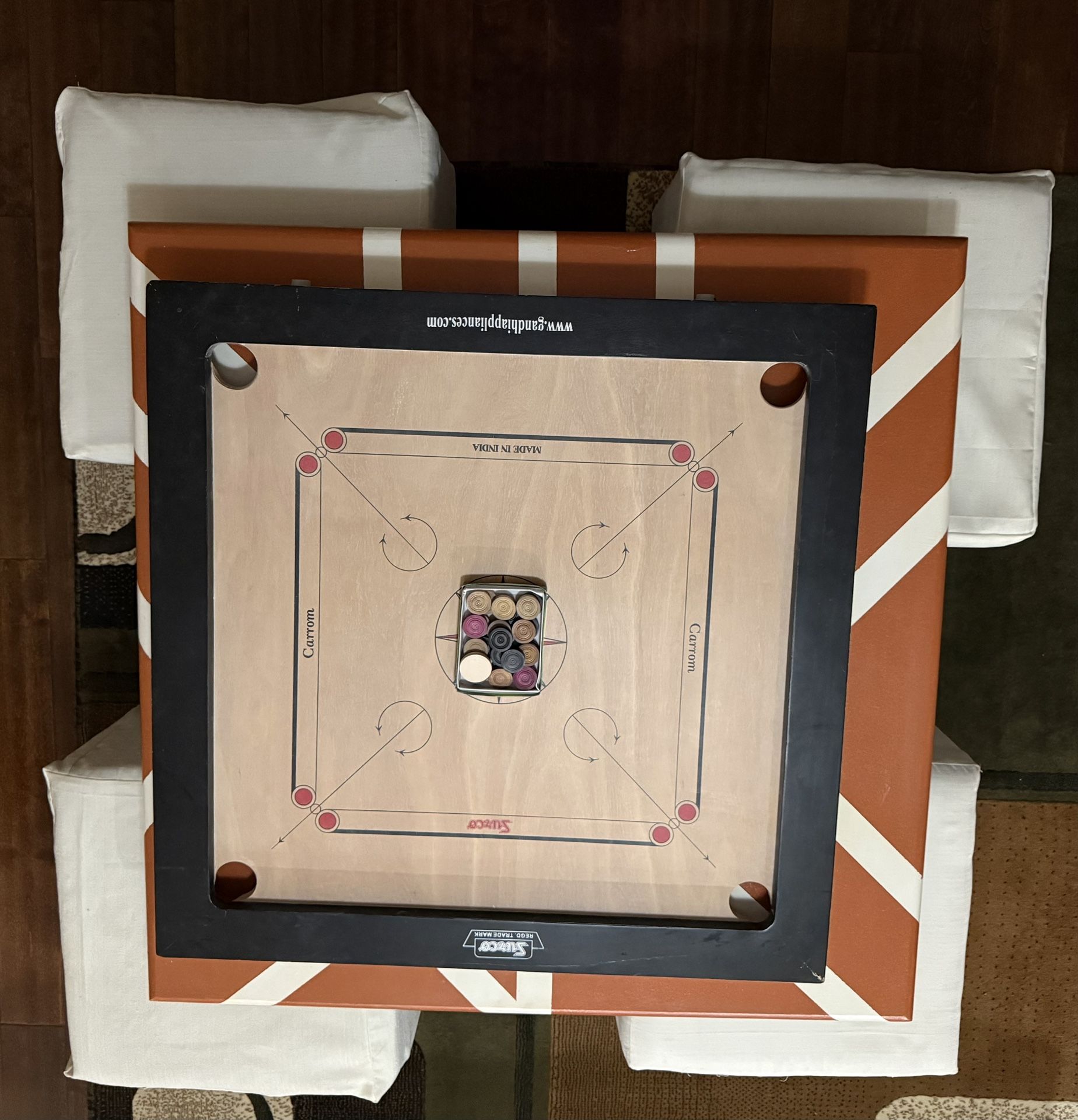 Carrom Board + Table With Storage Stools – Great Deal!