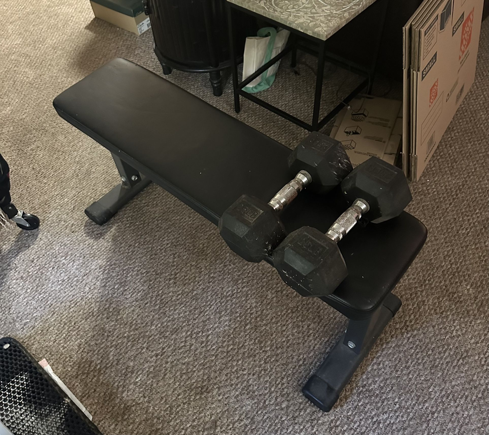 25lb Dumbbells (Set Of 2) And Weight Bench