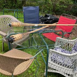 A Very Creative Way To Arrange Your Patio.  A Nice Glass Table With Different Styles, Colors Of Chairs And More