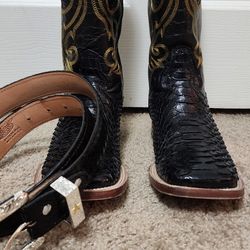 Python Boots W/Belt, Botas De Piton Con Cinto