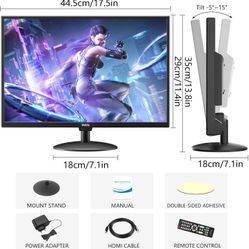 19 inch Monitor 1440x900 Desktop Monitor 16:10 Screen with HDMI VGA AV BNC USB Port, 60Hz, VESA, Remote Control, Built-in Speaker, Display for PC Comp