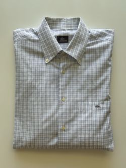 Lacoste Men’s White Blue Check Shirt Size 44