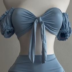 Sexy Fashion Woman 2piece Set Short Skirt With  Hollowed- Out Planted 