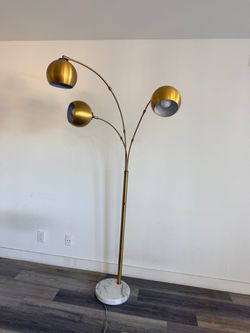 Gold and white marble floor lamp