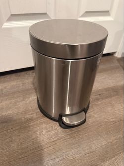 Round stainless steel trash can
